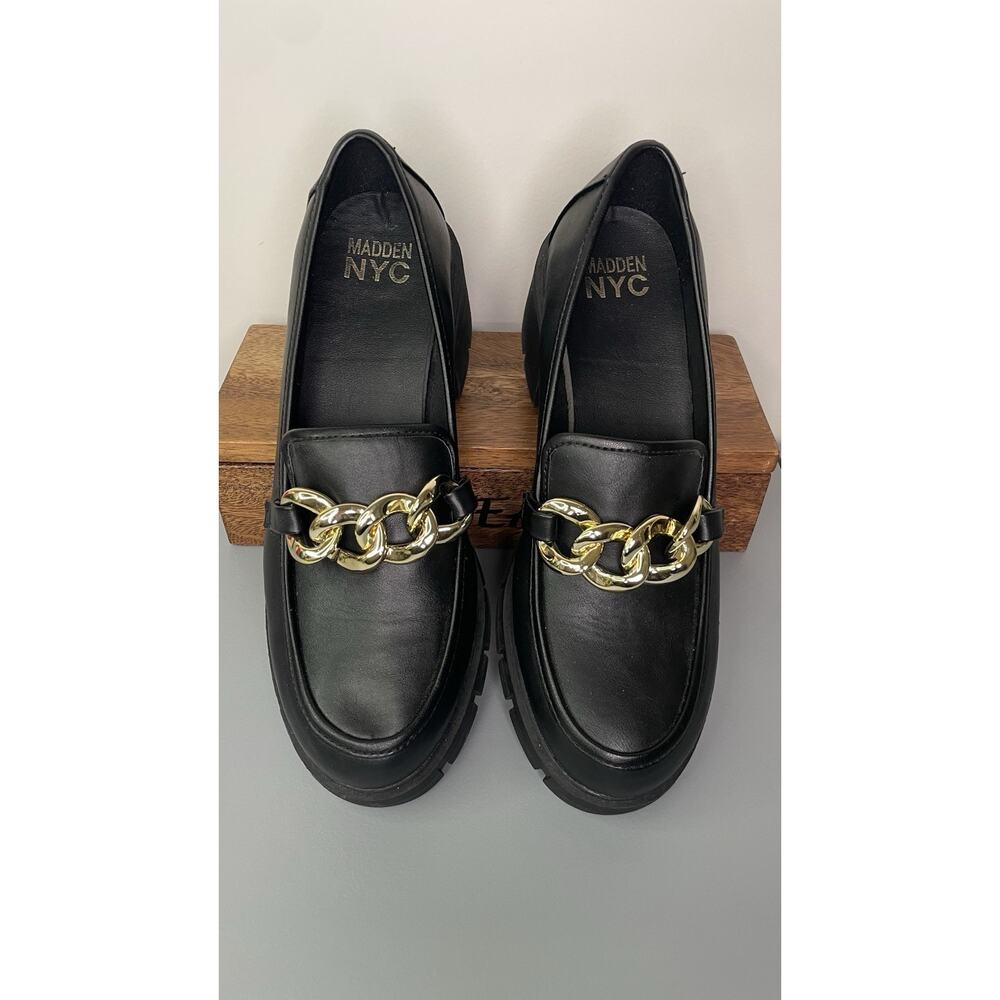 Steve Madden Y2K Chunky Loafers Chainlink Platform Lug Sole Heel Dark Goth Sz 10 - Picture 4 of 12